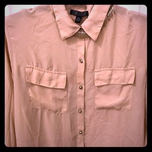 Long sleeve beige button down